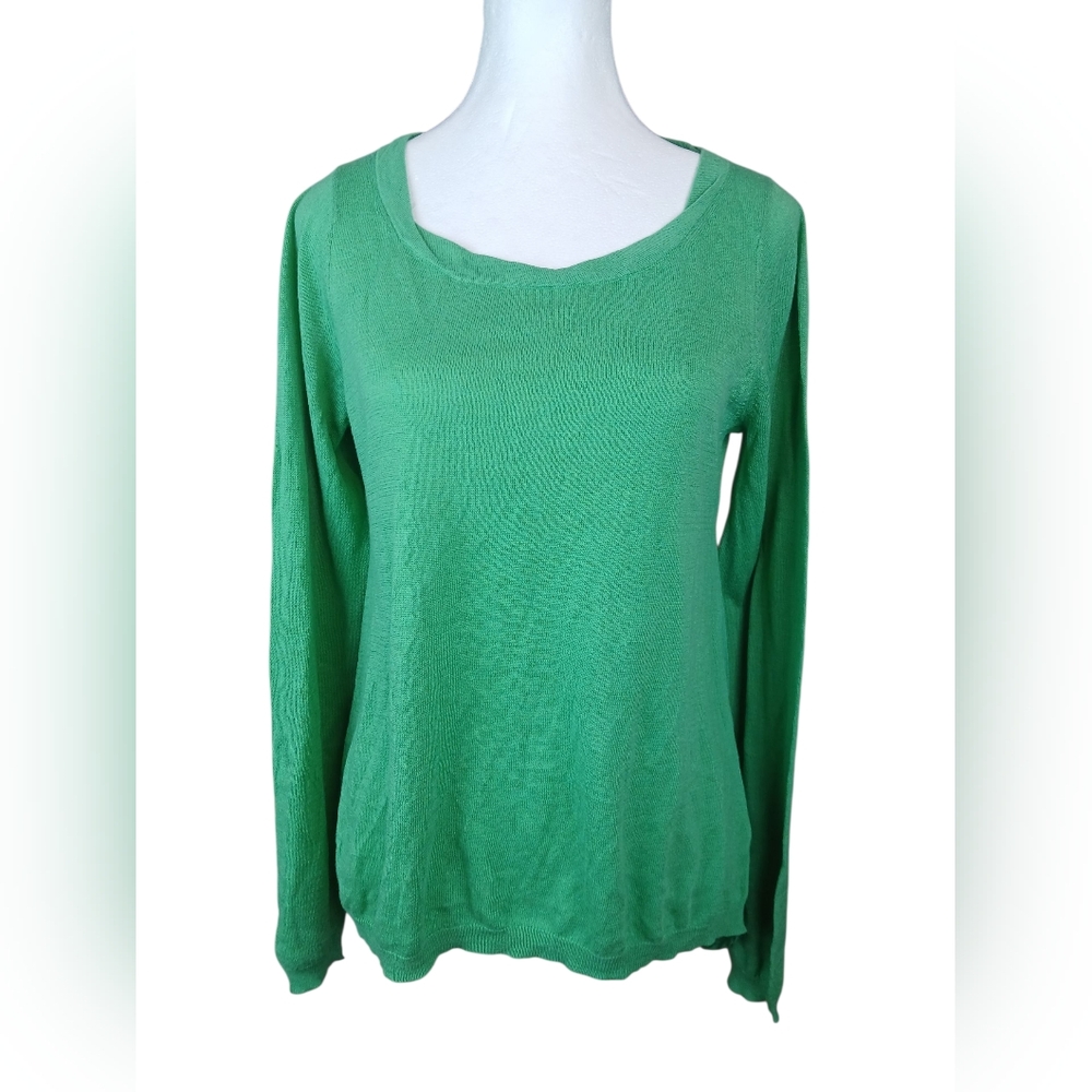 Anthropologie Yellow Bird Tag Green Hi Low Long Sleeve Medium Euc